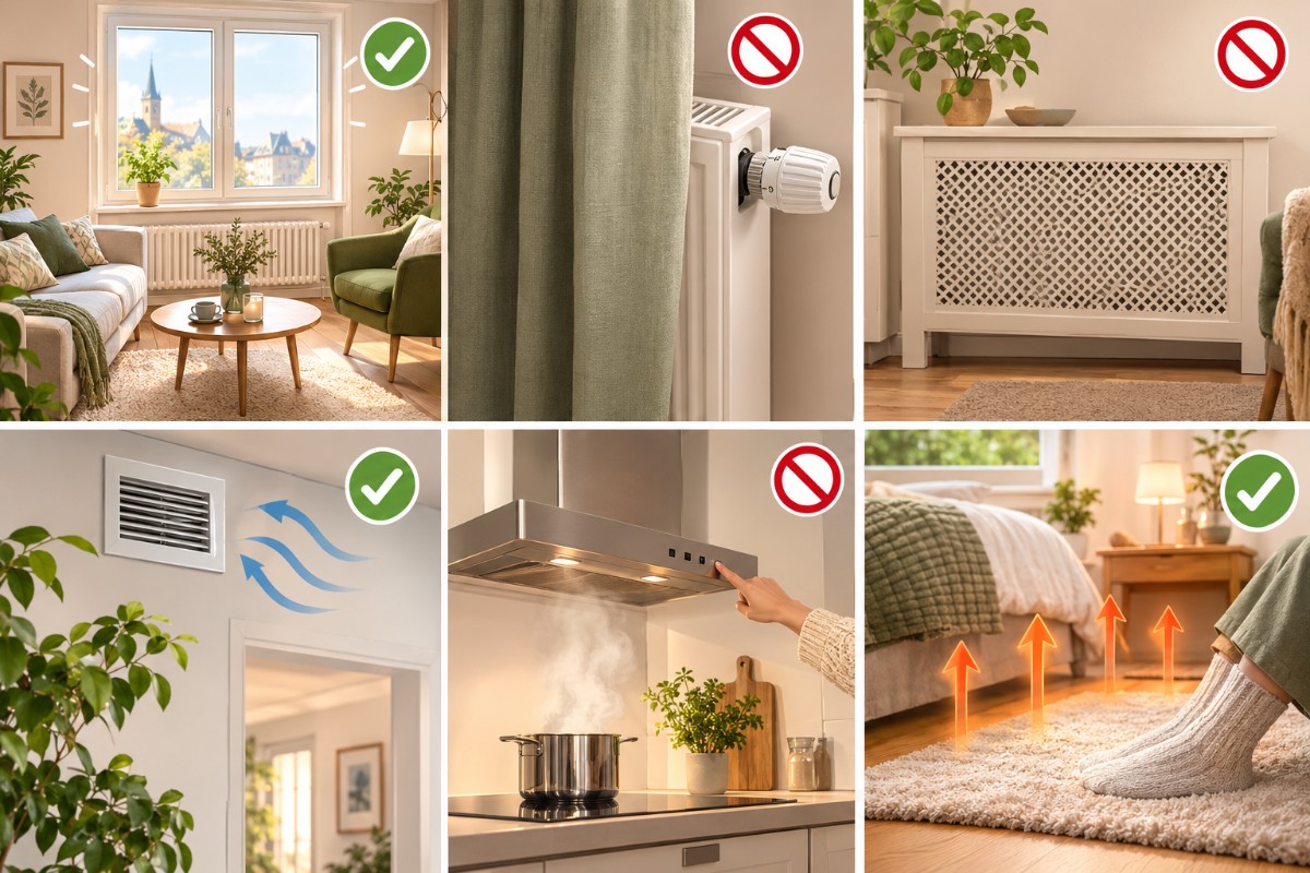 Beskriver vad man kan göra för att hålla värmen inomhus
